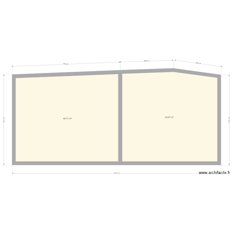 LAGORCE. Plan de 2 pièces et 89 m2