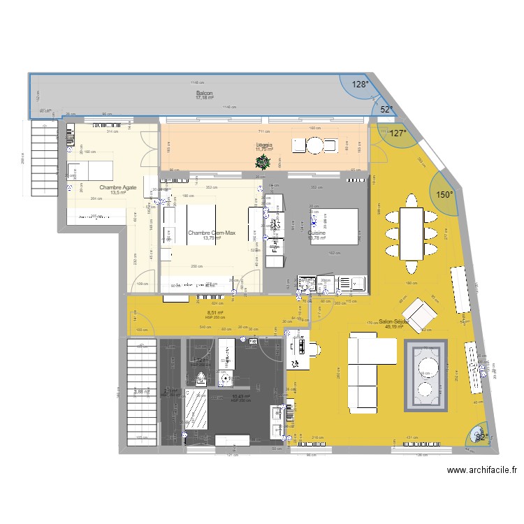 Projet maison Bort v3. Plan de 11 pièces et 147 m2