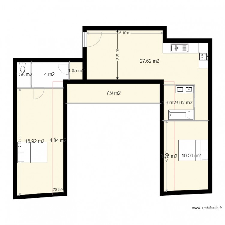 New 302 3pieces jardin modifié Adrien. Plan de 0 pièce et 0 m2