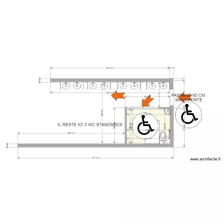 FOCUS TOILETTES ECOLE P MANSON APRES TRAVAUX. Plan de 