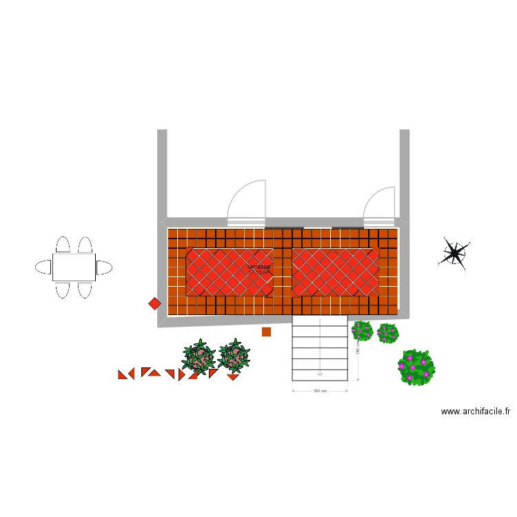 TERRASSE1. Plan de 1 pièce et 17 m2