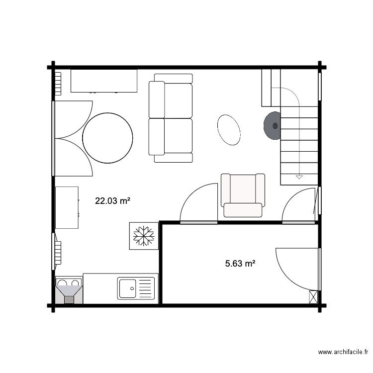 RDC Chalet 28 M sans SDB 2. Plan de 0 pièce et 0 m2