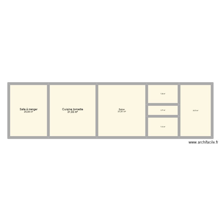 Plan modifié. Plan de 7 pièces et 127 m2