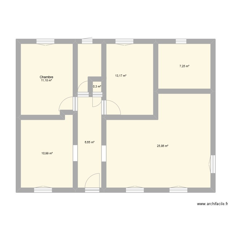 maison en cours. Plan de 7 pièces et 75 m2