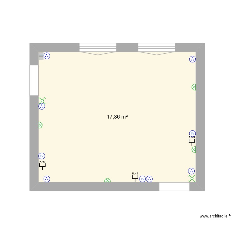 RDC 2. Plan de 1 pièce et 18 m2