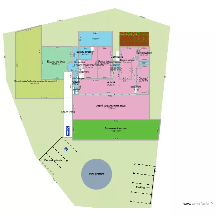 KR-PB-am&eacute;nagement-v2. Plan de 23  et 696 m²