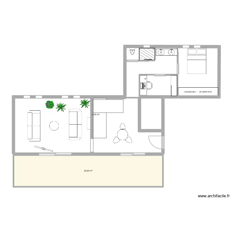 Appartement 2. Plan de 2  et 25 m²