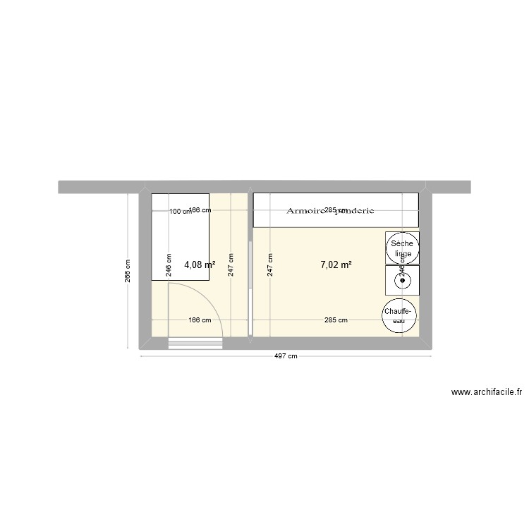 Mélanie. Plan de 2 pièces et 11 m2