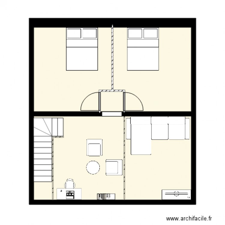 Maison individuel 1 étage. Plan de 4 pièces et 51 m2