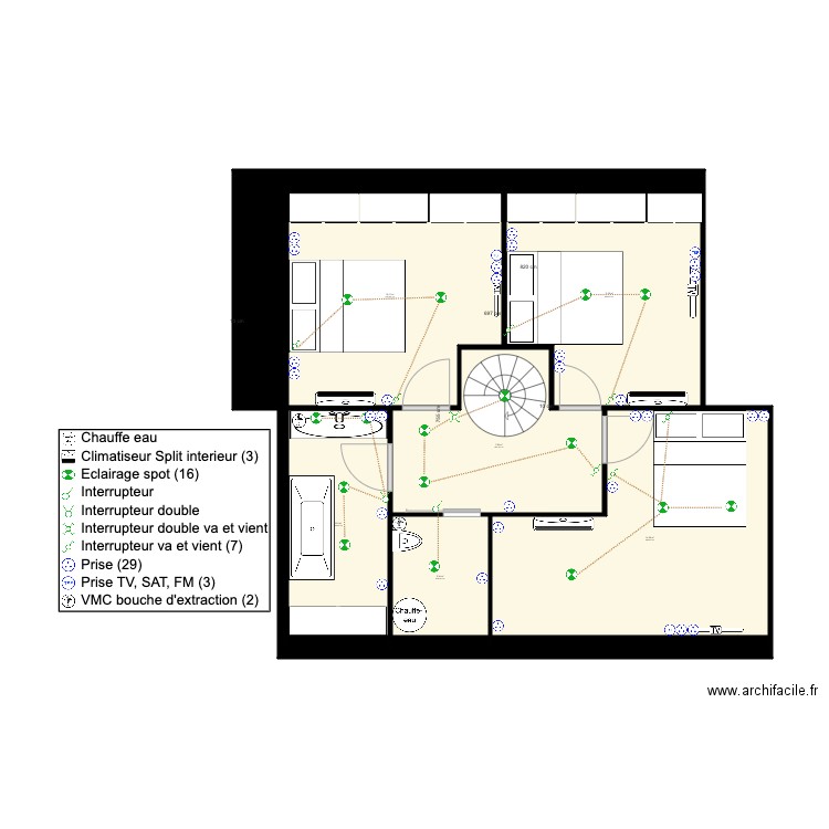 CIMIEZ haut elec. Plan de 7 pièces et 59 m2