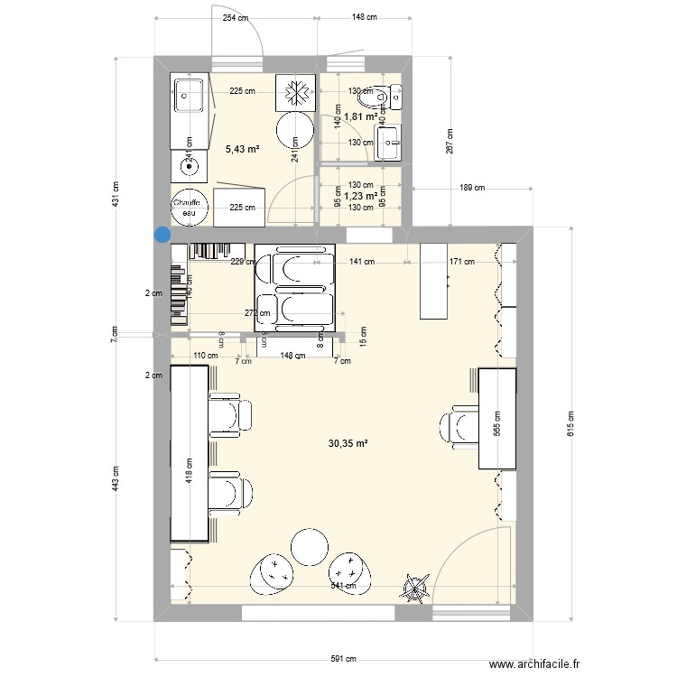 salon vic MODIF 2. Plan de 4 pièces et 39 m2