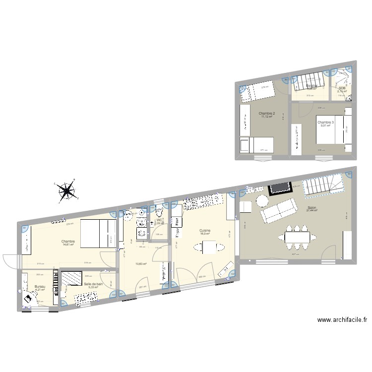 Patis Maison Fernand 3 chambres V3 avc etage. Plan de 0 pièce et 0 m2
