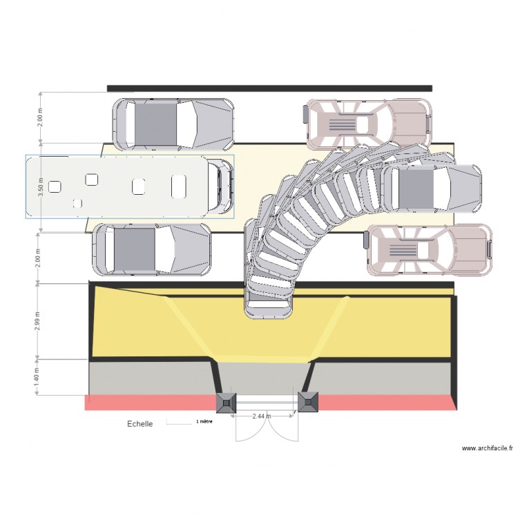 Giration pour sortir côté pair avec une POLO VW L450  l180 E 247 Pa 84 R530 bis. Plan de 0 pièce et 0 m2