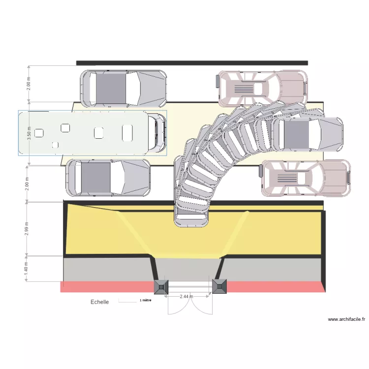 Giration pour sortir côté pair avec une POLO VW L450 l180 E 247 Pa 84 R530 bis. Plan de Giration pour sortir côté pair avec une POLO VW L450 l180 E 247 Pa 84 R530 bis. Plan de