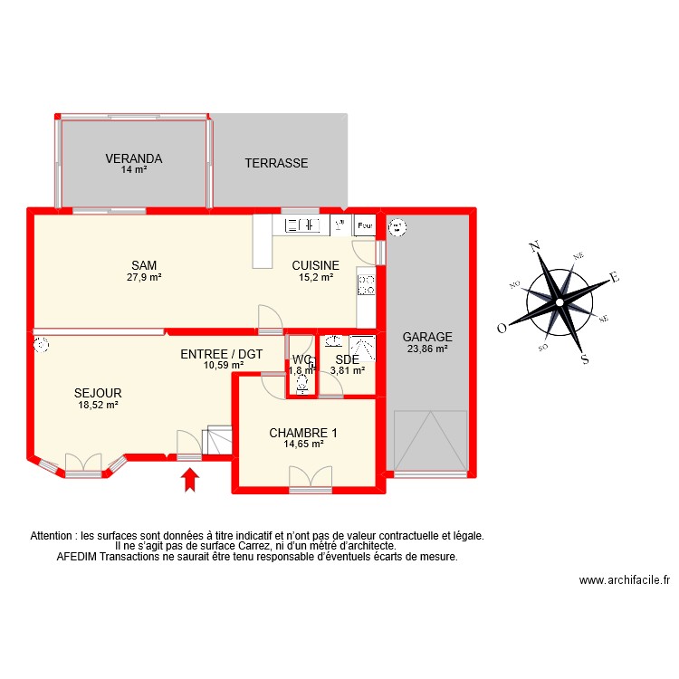 BI 8355 RDC. Plan de 10 pièces et 143 m2