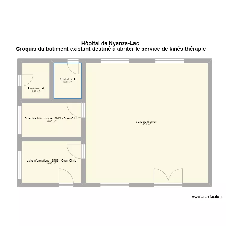 Hôpital de Nyanza-Lac - bâtiment existant . Plan de Hôpital de Nyanza-Lac - bâtiment existant . Plan de