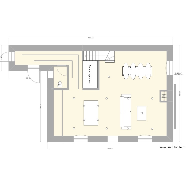 eclairage. Plan de 17 pièces et 203 m2