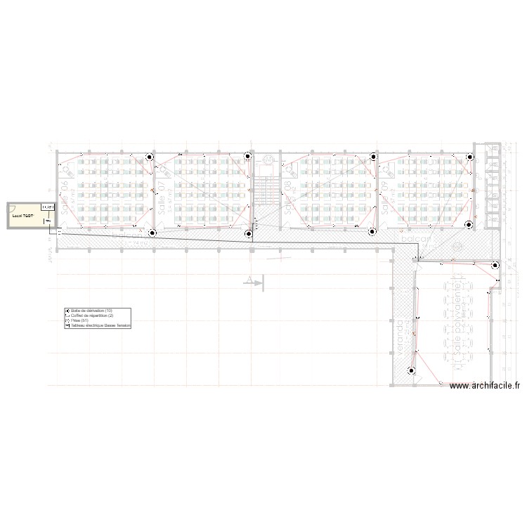 Alimentation des prises Normales Etage batiment SONARA. Plan de 0 pièce et 0 m2