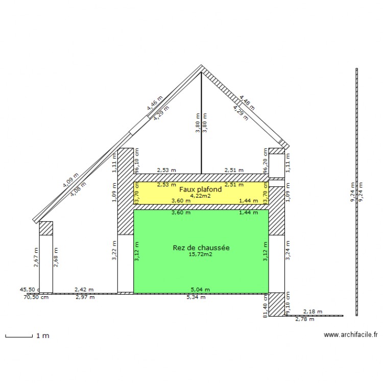 Bloc habitation actuel coupe. Plan de 0 pièce et 0 m2