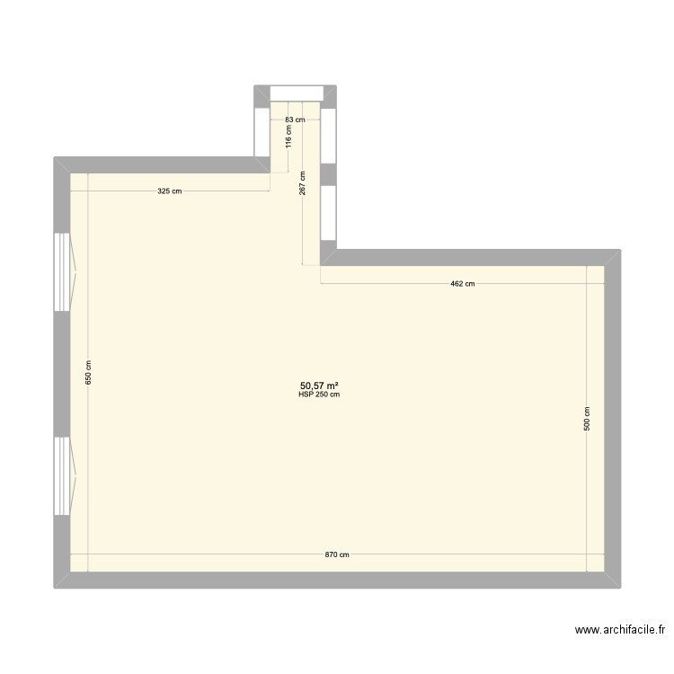 salon/cuisine. Plan de 1 pièce et 51 m2