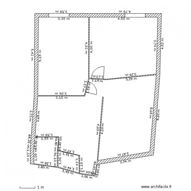 appt sans mur. Plan de 0 pièce et 0 m2