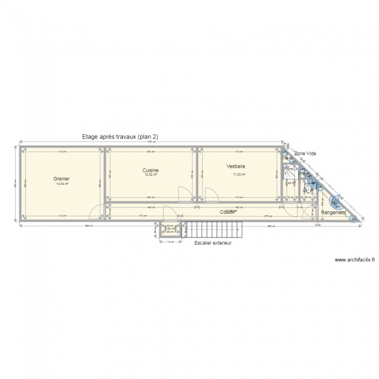 Etage après travaux . Plan de 0 pièce et 0 m2