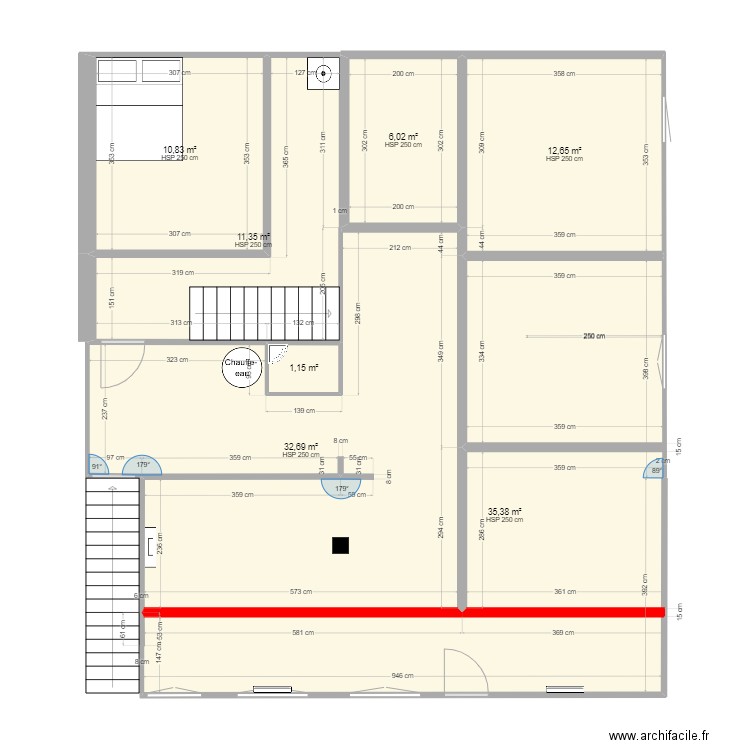 2023 etage. Plan de 7 pièces et 110 m2