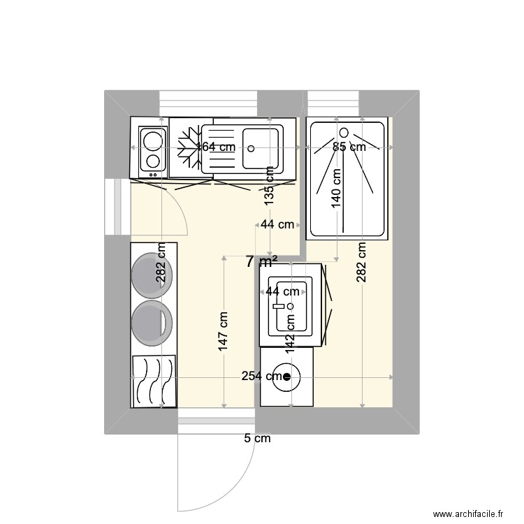 diderot 5. Plan de 1 pièce et 7 m2