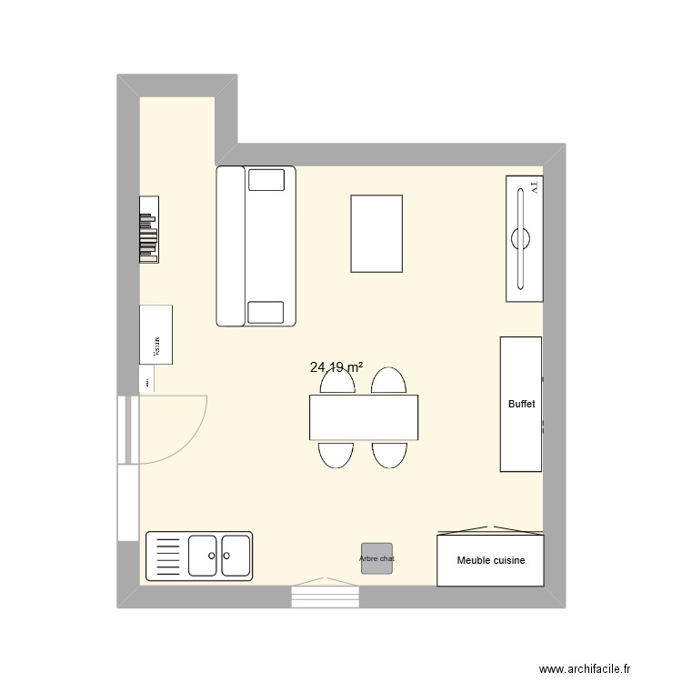 Villars. Plan de 1 pièce et 24 m2