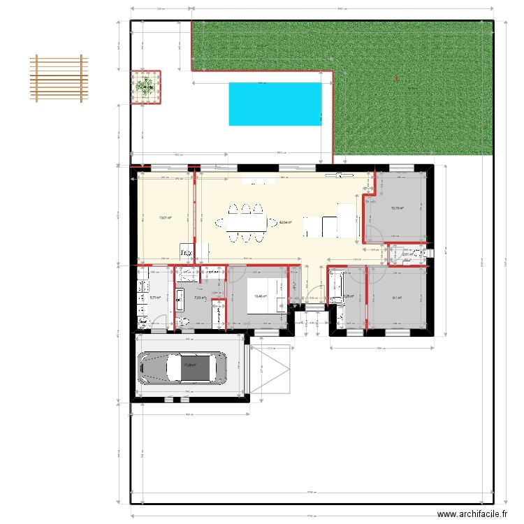 exterieur fin2. Plan de 11 pièces et 126 m2