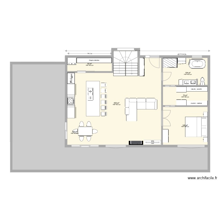 Maison francis division et modification. Plan de 15 pièces et 288 m2