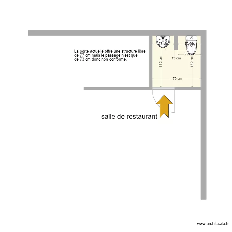 KOAWA LE BEAU RIVAGE TOILETTES RESTAURANT AVANT TRAVAUX . Plan de 