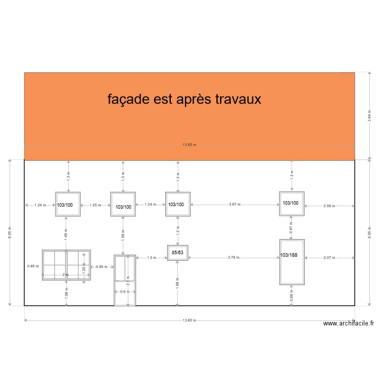 façade arriere après transformation. Plan de 0 pièce et 0 m2