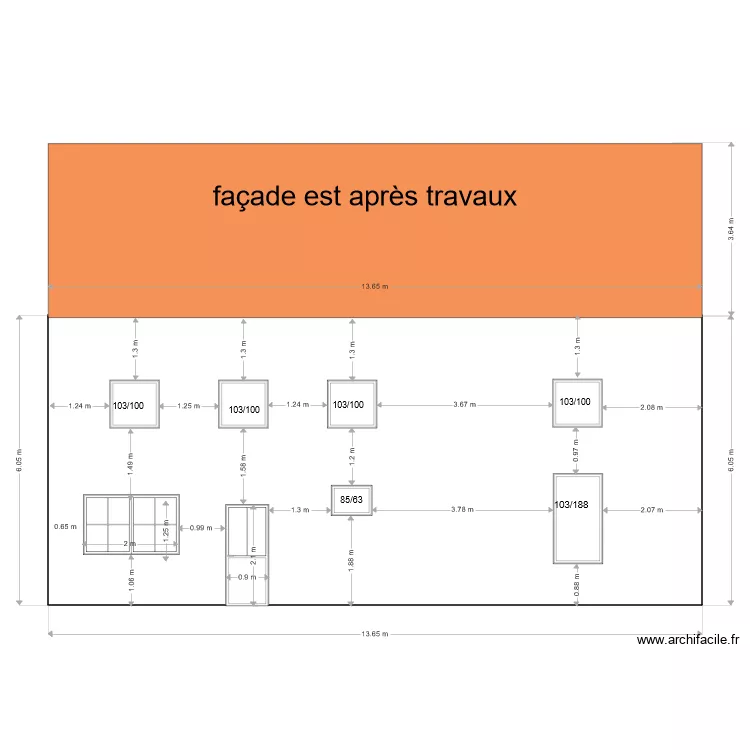 fa&ccedil;ade arriere apr&egrave;s transformation. Plan de 