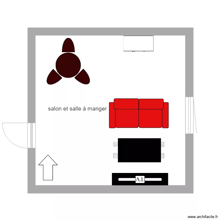salon et salle&agrave; manger. Plan de 