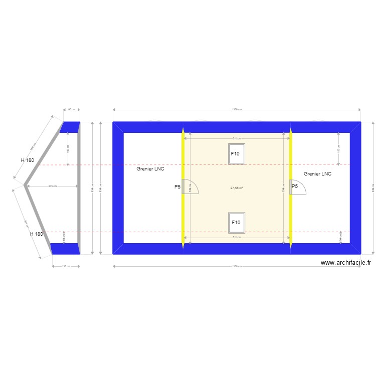 Mairie de St CYR. Plan de 5 pièces et 127 m2