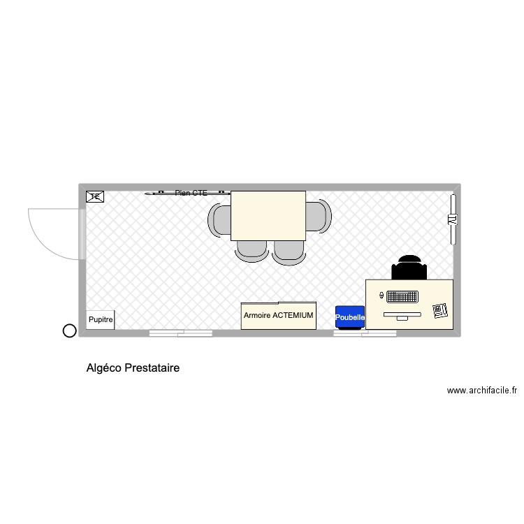 Algeco prestataire. Plan de 1 pièce et 13 m2