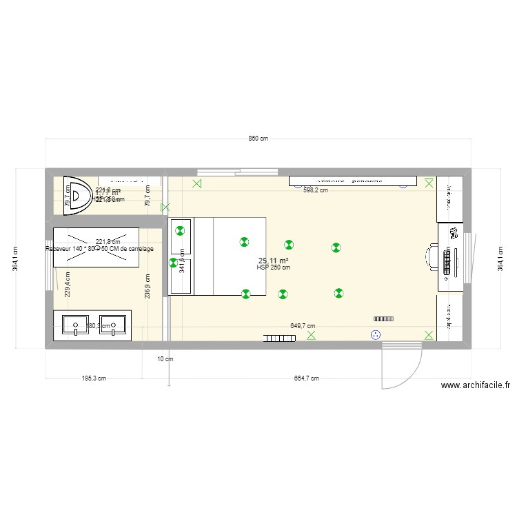 .CHAMBRE PARENTALE v9. Plan de 2 pièces et 27 m2