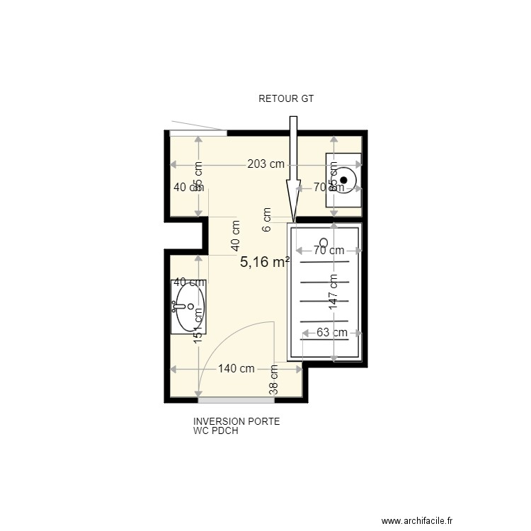 DANDRE ELISABETH . Plan de 1 pièce et 5 m2