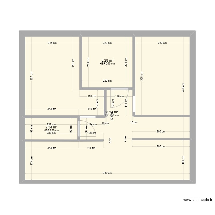 CLUZEAUD HOVAERE rdc EDL. Plan de 3 pièces et 46 m2