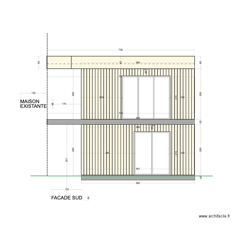 Facade SUD Isopspan. Plan de 0 pièce et 0 m2