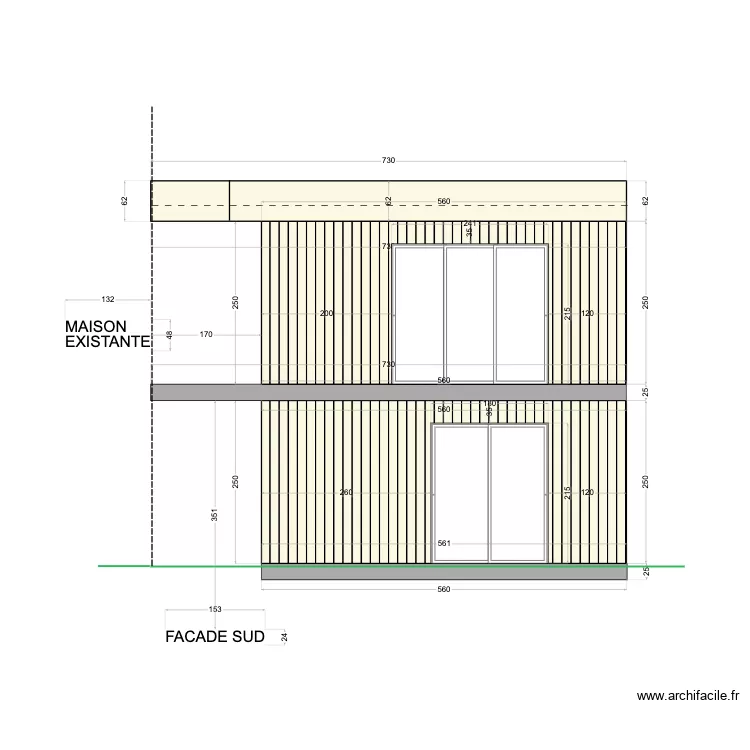 Facade SUD Isopspan. Plan de 