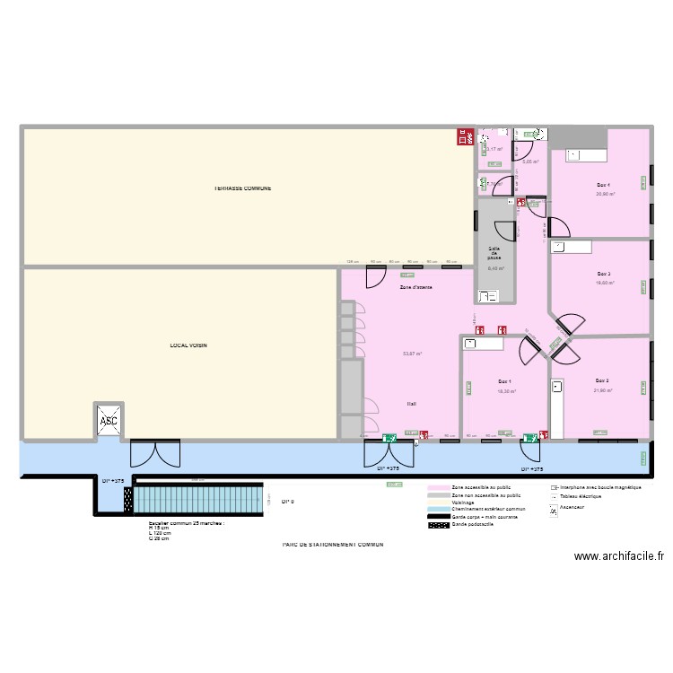 CABINET MEDICAL COMMUNE DE VAIRES-SUR-MARNE. Plan de 20 pièces et 453 m2