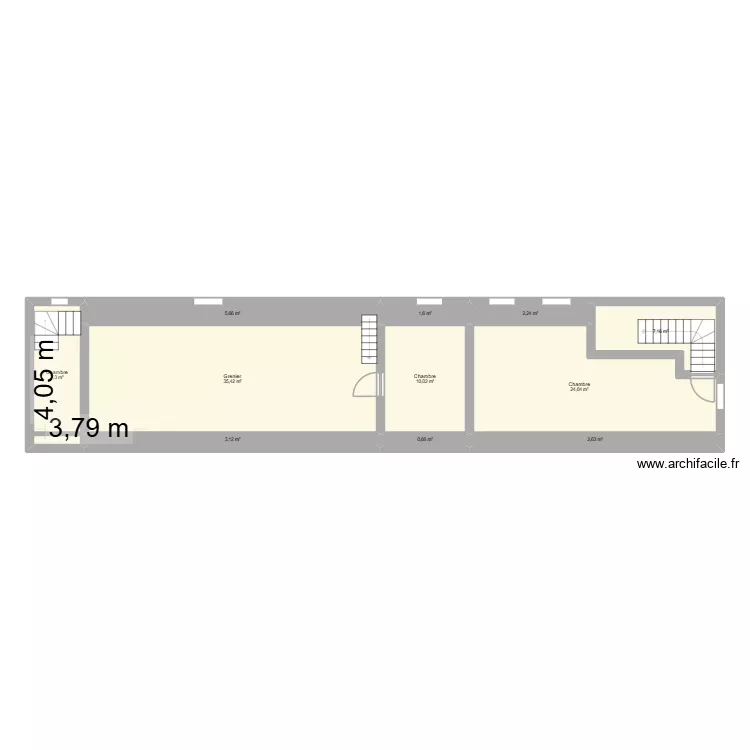 THYNES Etage 2. Plan de 11  et 100 m²