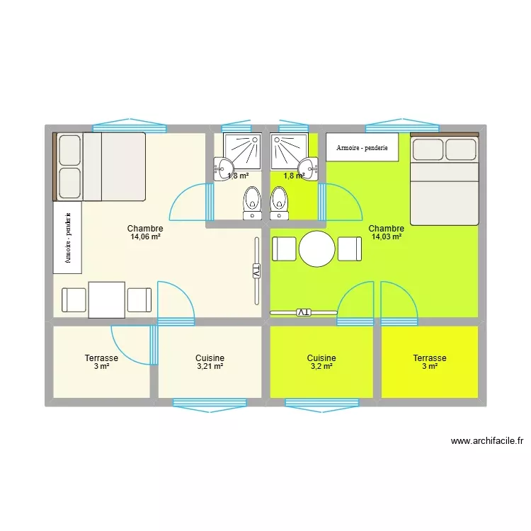 STUDIO DIBA-DIBA. Plan de 8 Pièces et 44 m²