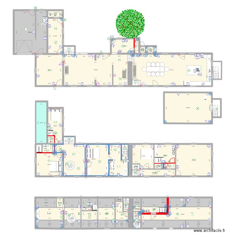 Crouttes. Plan de 46 pièces et 485 m2