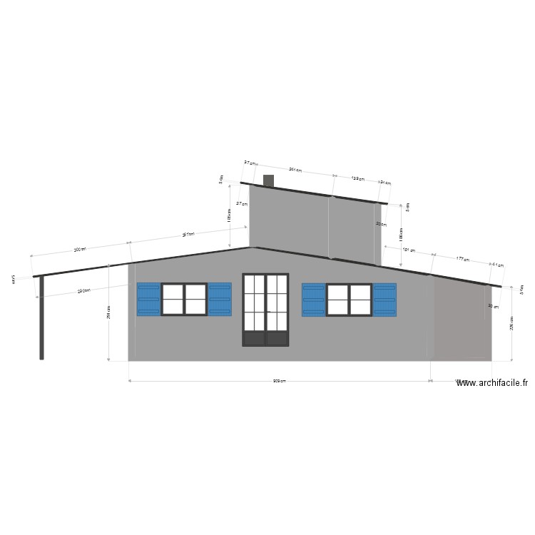 façade sud ouest. Plan de 0 pièce et 0 m2