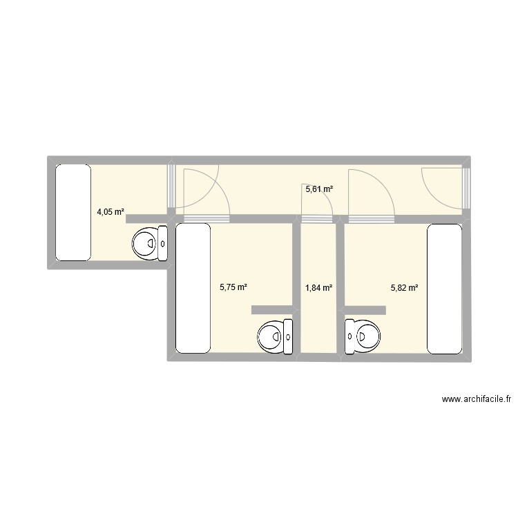 GAV Etampes. Plan de 5 pièces et 23 m2