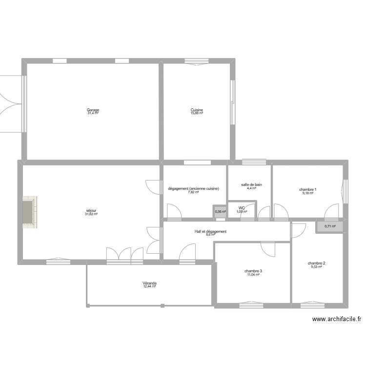 initial Allemagne. Plan de 13 pièces et 144 m2