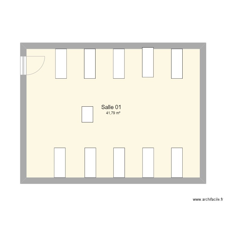 Salle 01 cours. Plan de 1 pièce et 42 m2